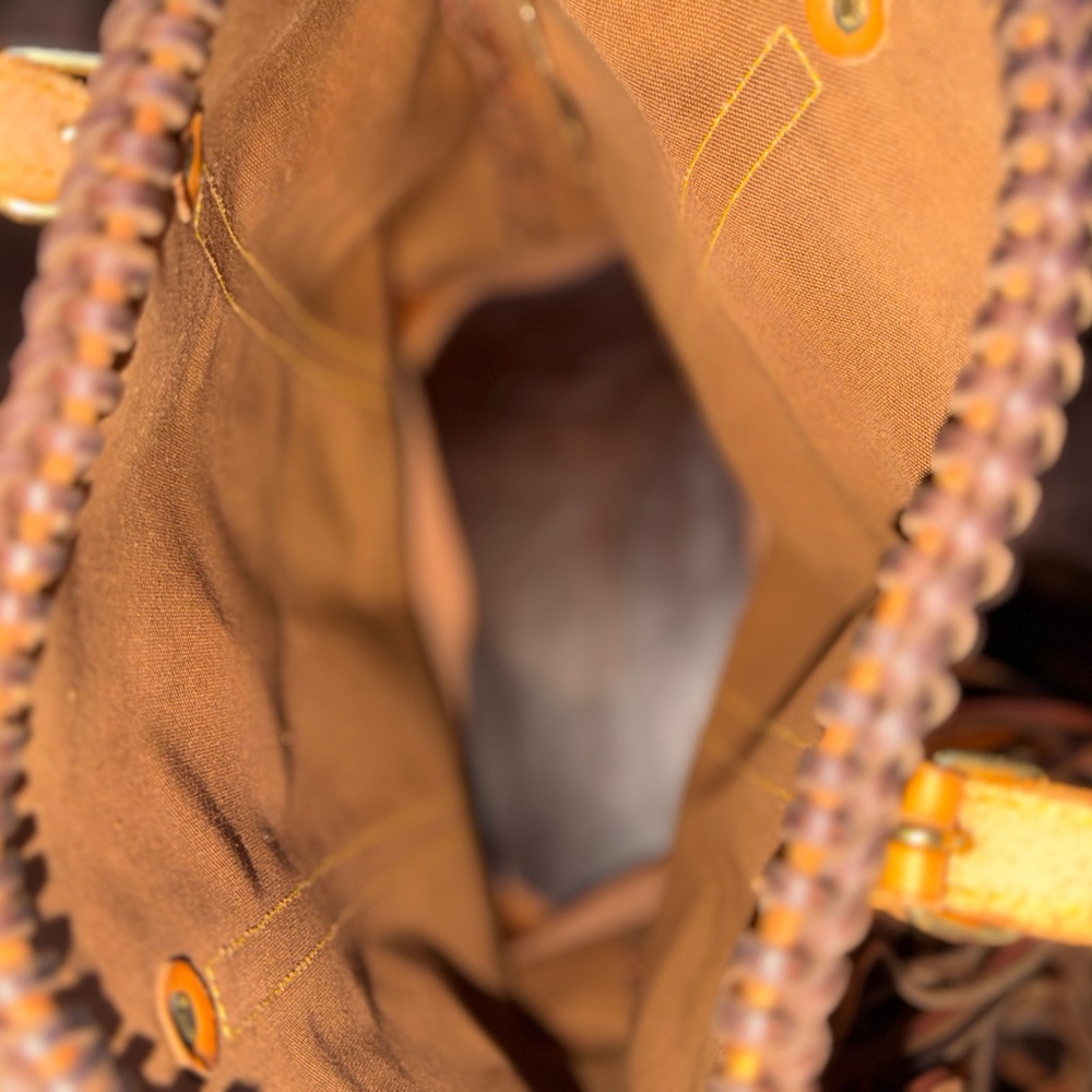Luxury Brown and Tan Monogram Fringe Shoulder Bag - Picture 4 of 9